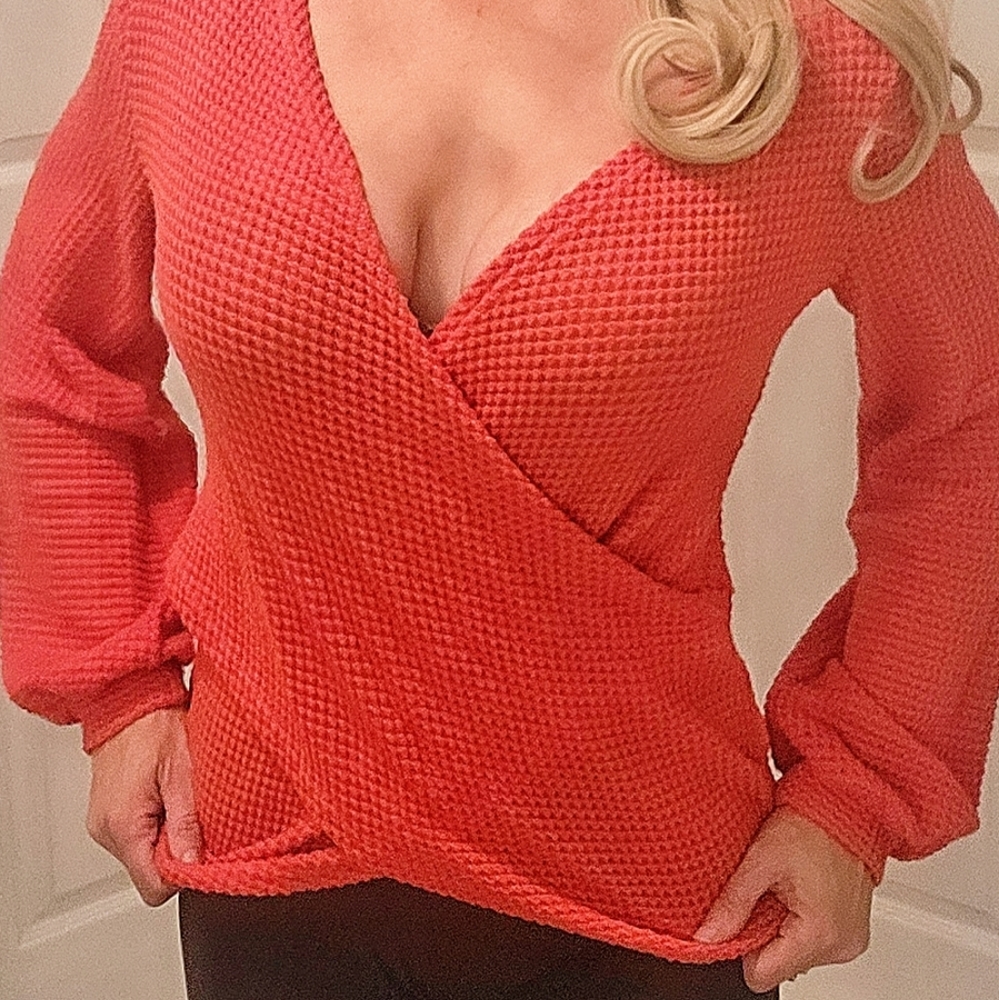 Wrap top, long sleeve